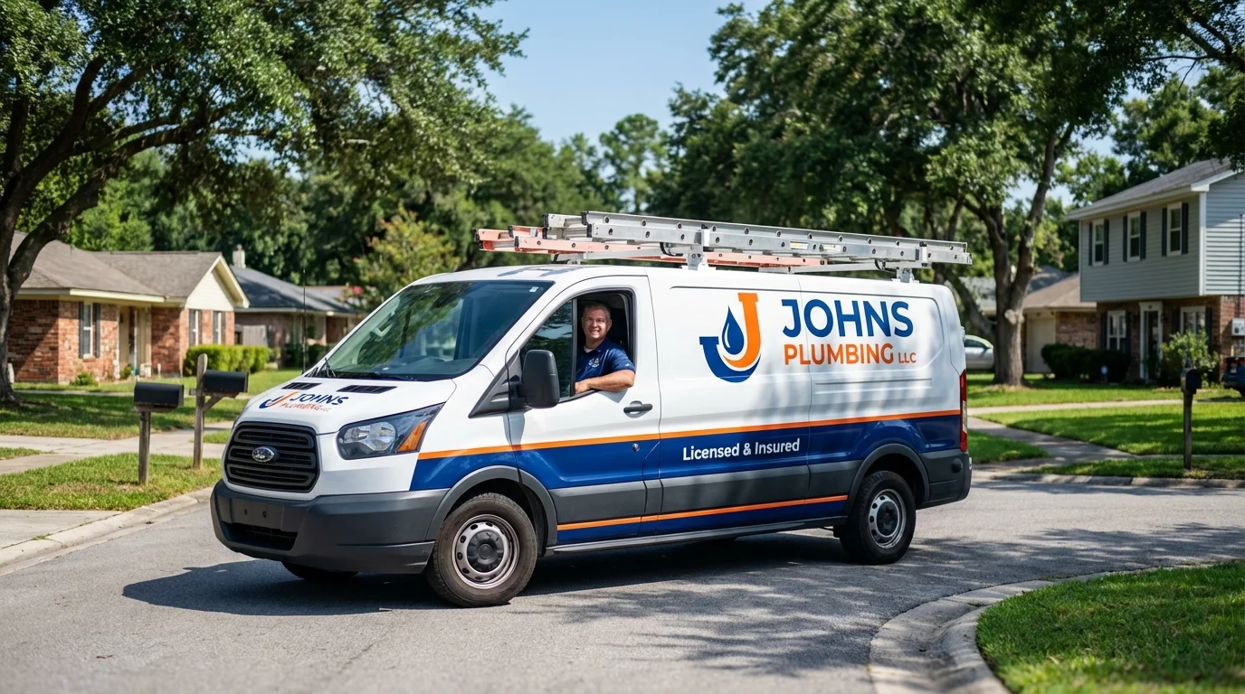 Johns Plumbing LLC service van in Somers Point, NJ