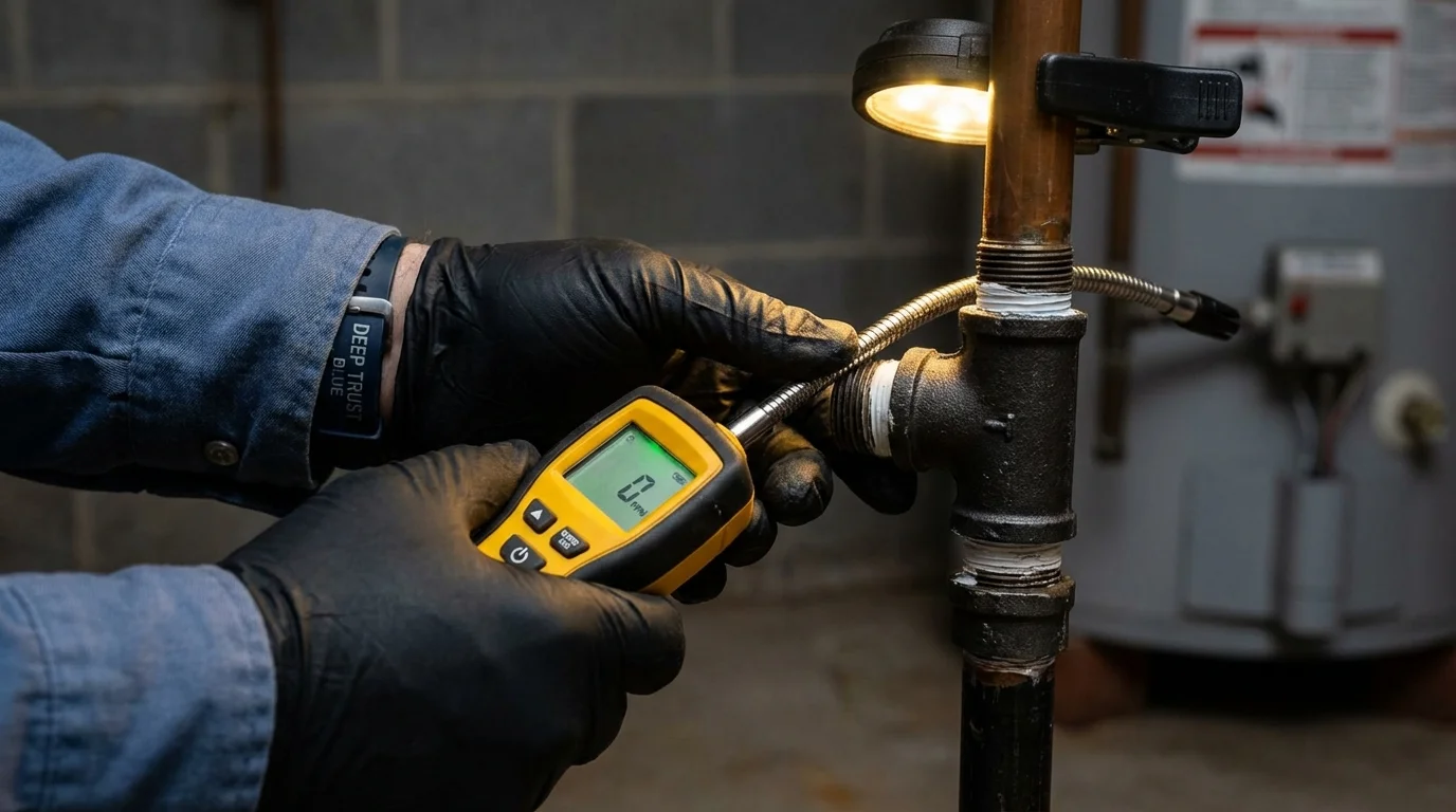 Gas leak detection with electronic sniffer by Johns Plumbing LLC in Somers Point