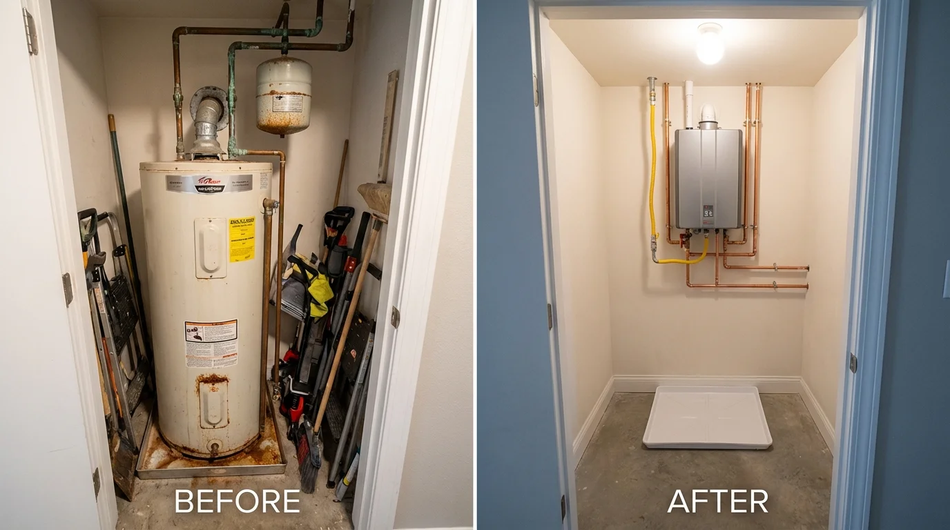 Tank water heater versus wall-mounted tankless unit comparison for Somers Point, NJ homeowners